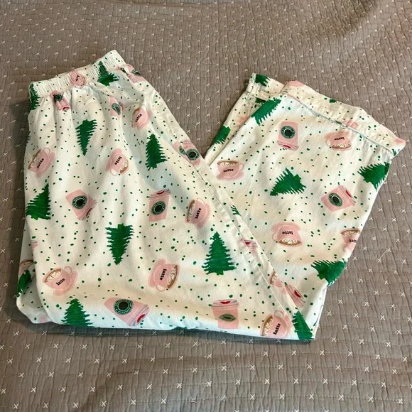 Festive Women’s Cotton Tree and Coffee Print Pajama Bottoms. Sz L/XL - Picture 2 of 4